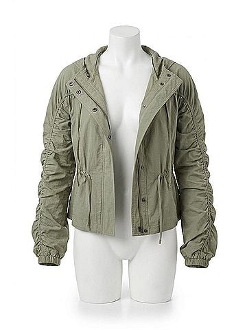 Doe & Rae Cinched Sleeve Parachute Jacket in Moss Green (view 1)