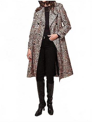 Hutch Vance Long Sleeve Classic Trench Coat in Natural Realistic Swirl (view 2)