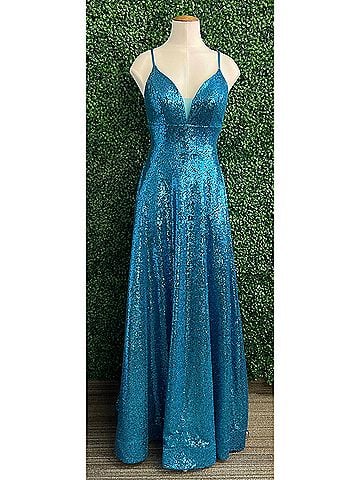Amarra Soft Sequin Prom Dress Ballgown in Turquoise (view 2)