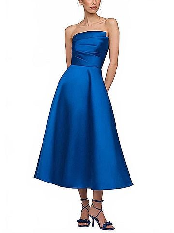 Theia Salem Cocktail Midi Dress in Sapphire (view 2)