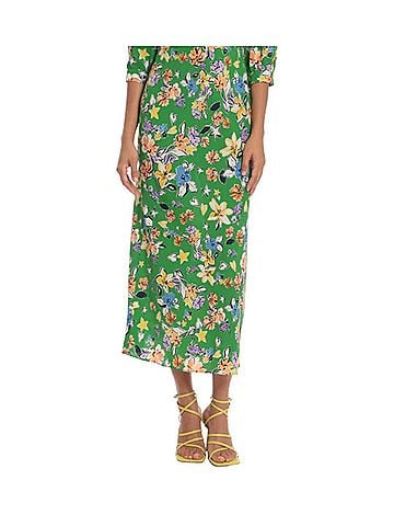 Donna Morgan Floral Print Empire Dress in Green Yellow (view 2)