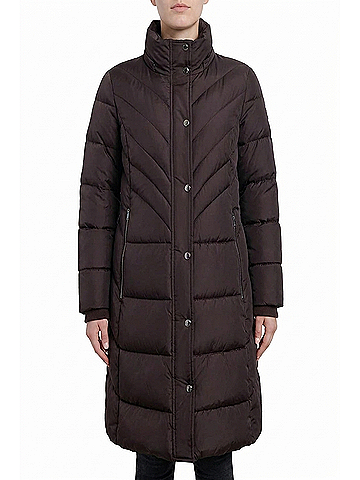 London Fog Plus Size Zip-Front Hooded Heavy Weight Puffer Jacket in Espresso (view 1)