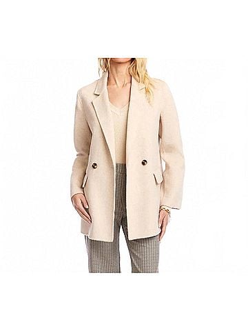 Karen Kane Brushed Double-Breasted Coat in Oatmeal (view 2)