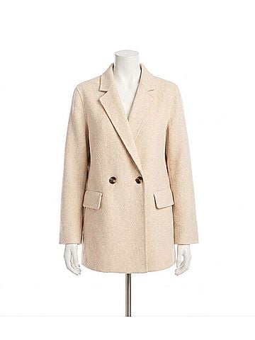 Karen Kane Brushed Double-Breasted Coat in Oatmeal (view 1)