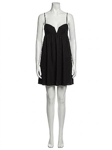 Susana Monaco Poplin Lace Up Back Mini Dress in Black (view 1)