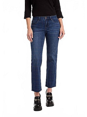 FDJ Christina Plaid Straight Leg Jeans in Medium Wash (view 2)