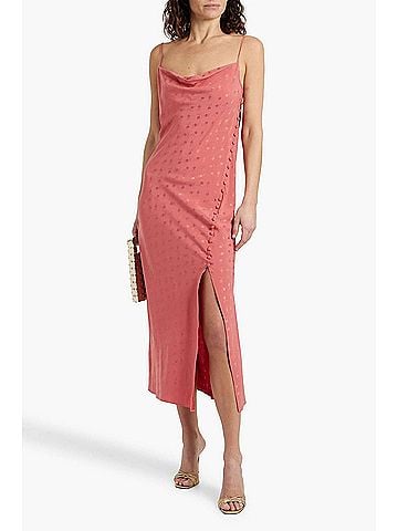 Veronica Beard Chapel Floral Jacquard Silk Blend Slipdress in Antique Rose (view 2)