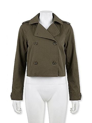 Bobi Crop Trench Coat in Army (view 1)