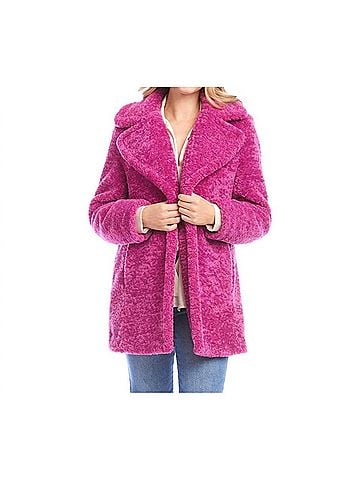 Karen Kane Ophelia Sherpa Coat in Orchid (view 2)