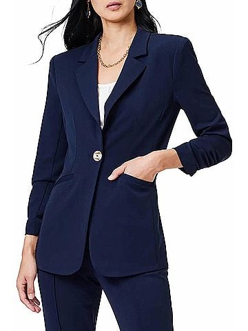 Nic + Zoe Scrunch Sleeve Avenue Jacket in Dark Indigo (view 2)