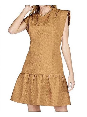 Jade Flutter Sleeve Dress in Cafe (view 2)
