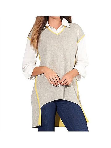 Stella Carakasi Reversible All You Need Vest in Light Gray/Citron (view 2)