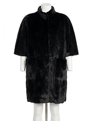 Love Token Nia Faux Fur Cape Coat in Black (view 1)
