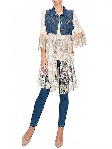Origami Denim Lace Vest in Italy (view 2)
