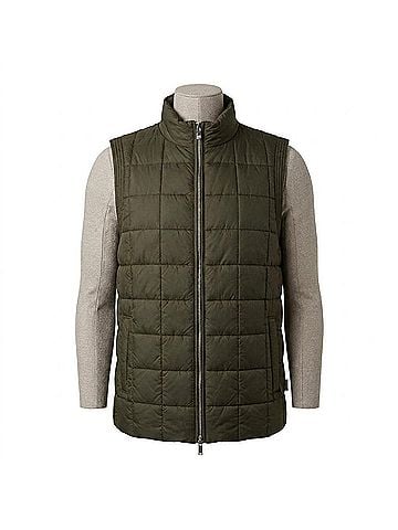 Lafayette 148 New York Women's Recycled Poly Quilted Reversible Puffer Vest in Dark Olive (view 1)