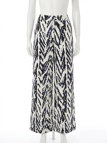 Nic + Zoe Crosshatch Linen Wide Leg Pants in Indigo Multi (view 1)