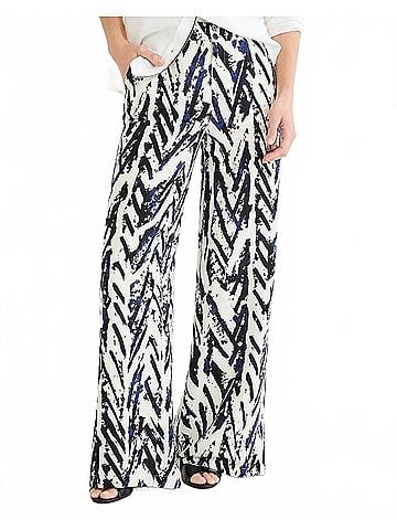 Nic + Zoe Crosshatch Linen Wide Leg Pants in Indigo Multi (view 2)