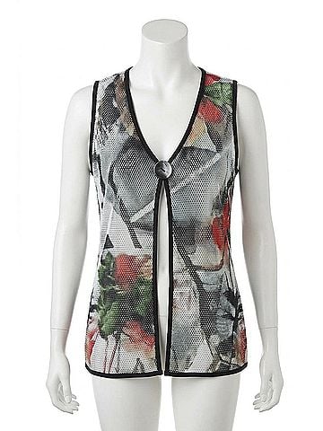 Angel Brush Strokes Long Vest in White Multi (view 1)