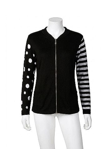 Angel Zip Bomber Jacket in Black (view 1)