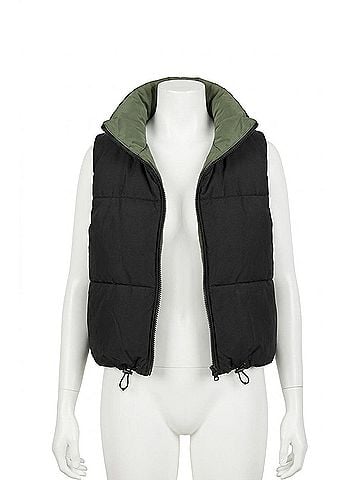 Dèluc Kansas Reversible Puffer Vest in Black Army (view 1)