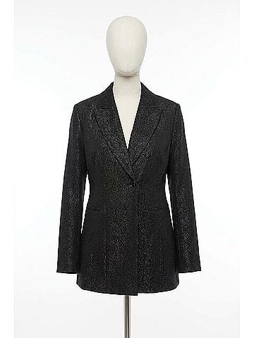 Soaked Slcahlina Single-Breasted Glitter Blazer in Gun Metal (view 2)