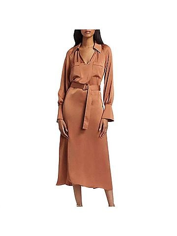 Ramy Brook Cecilia Belted Midi Dress in Sadle (view 2)