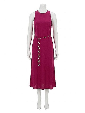 Bella Dahl Bias Midi Dress With Beaded Belt in Sangria (view 1)