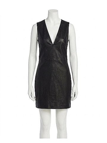 FRAME Leather Keyhole Dress in Black (view 1)