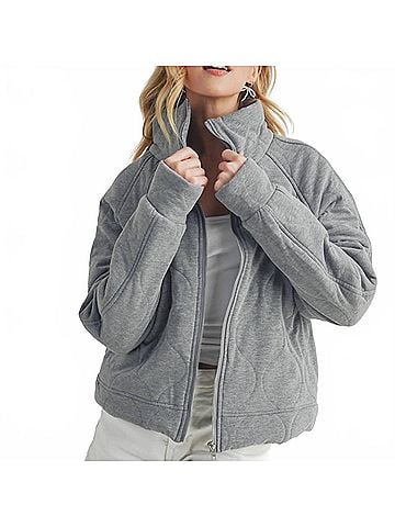 AEMI+CO Darla Quilted Jacket in Heather Grey (view 2)