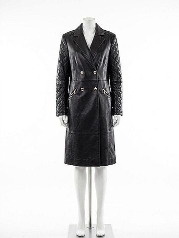 Elie Tahari Dina Faux Leather Trench Coat in Black (view 1)