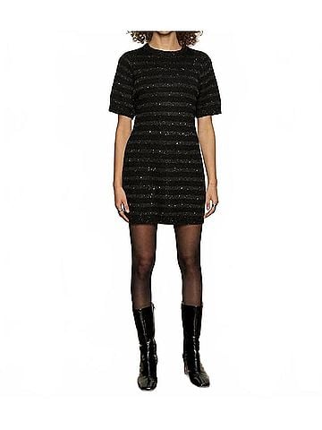 Sanctuary T-Shirt Sweater Dress in Black With Black Shine (view 2)