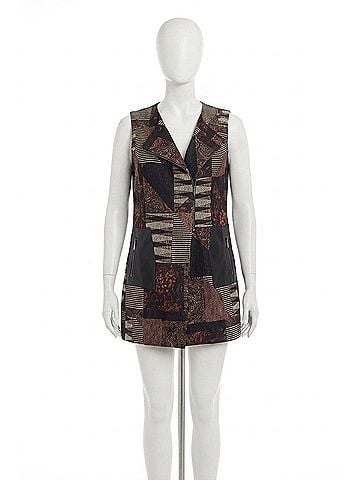 Angel Tapestry Chenille Long Vest in Black/Multi (view 1)