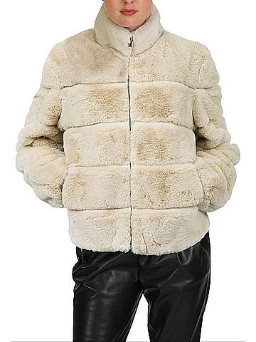 Love Token Alex Faux Fur Jacket in Ivory (view 2)
