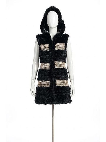 Love Token Dion Fur Vest in Black (view 1)