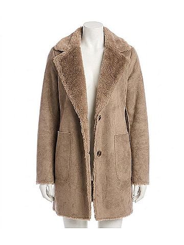 Karen Kane Trinity Faux Fur Coat in Taupe (view 1)