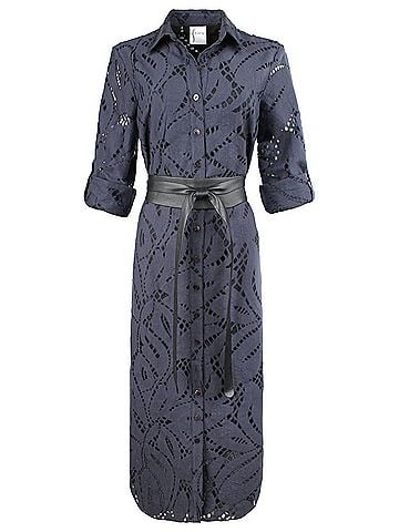 Finley Long Alex Lace Dress in Navy (view 1)