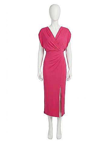 Diane von Furstenberg Williams Wrap-Effect Stretch Jersey Midi Dress in Fuchsia (view 1)