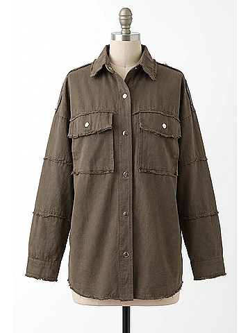 Panache The Whiskey Weather Shacket in Olive (view 1)