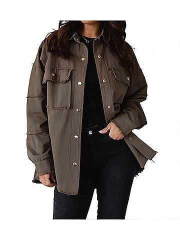Panache The Whiskey Weather Shacket in Olive (view 2)