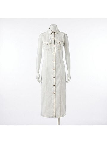 Renuar Maxi Denim Dress in White (view 1)
