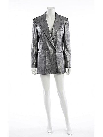 Insight Women's Metallic Vegan Blazer Jacket in Grey (view 1)