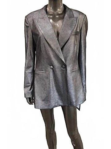 Insight Women's Metallic Vegan Blazer Jacket in Grey (view 2)