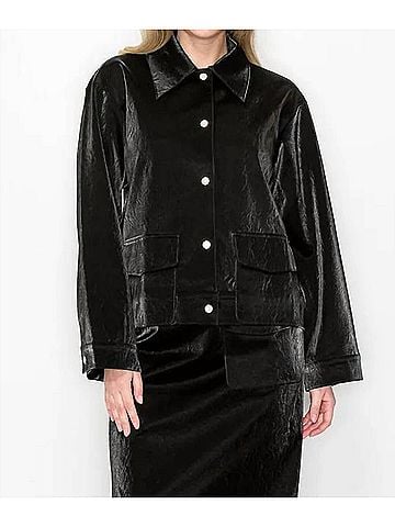 Joh Jenna Pleather Jacket in Black (view 2)