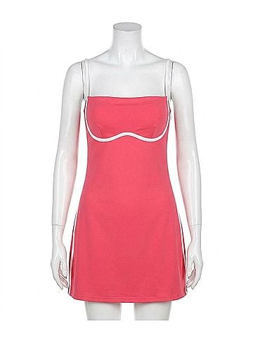 TCEC Check Me Out Athletic Mini Dress in Coral (view 1)