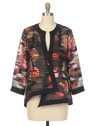 Joseph Ribkoff Floral Organza Swing Jacket in Black/Multi (view 1)