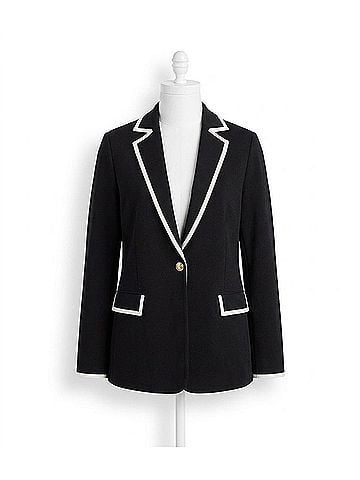 Karen Kane Cristiana Contrast Ponte Knit Blazer in Black (view 1)