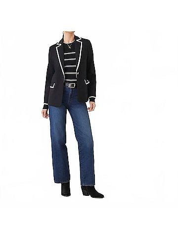 Karen Kane Cristiana Contrast Ponte Knit Blazer in Black (view 2)