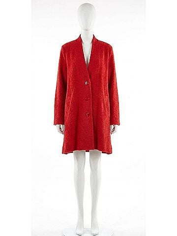 Joseph Ribkoff Feather Yarn Flared Coat in Lipstick Red (view 1)