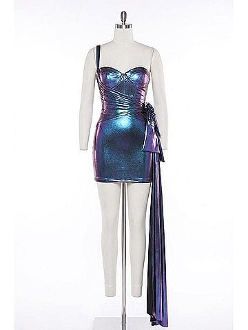 Amarra Short Metallic Dress in Electric Purple (view 1)