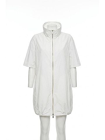 Joseph Ribkoff Shirred Collar Zip Up Cocoon Vest in Vanilla (view 1)